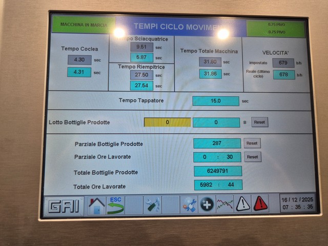 Used beer linear Gai filling monoblock for glass 6.6.1.  Year: 2016 16